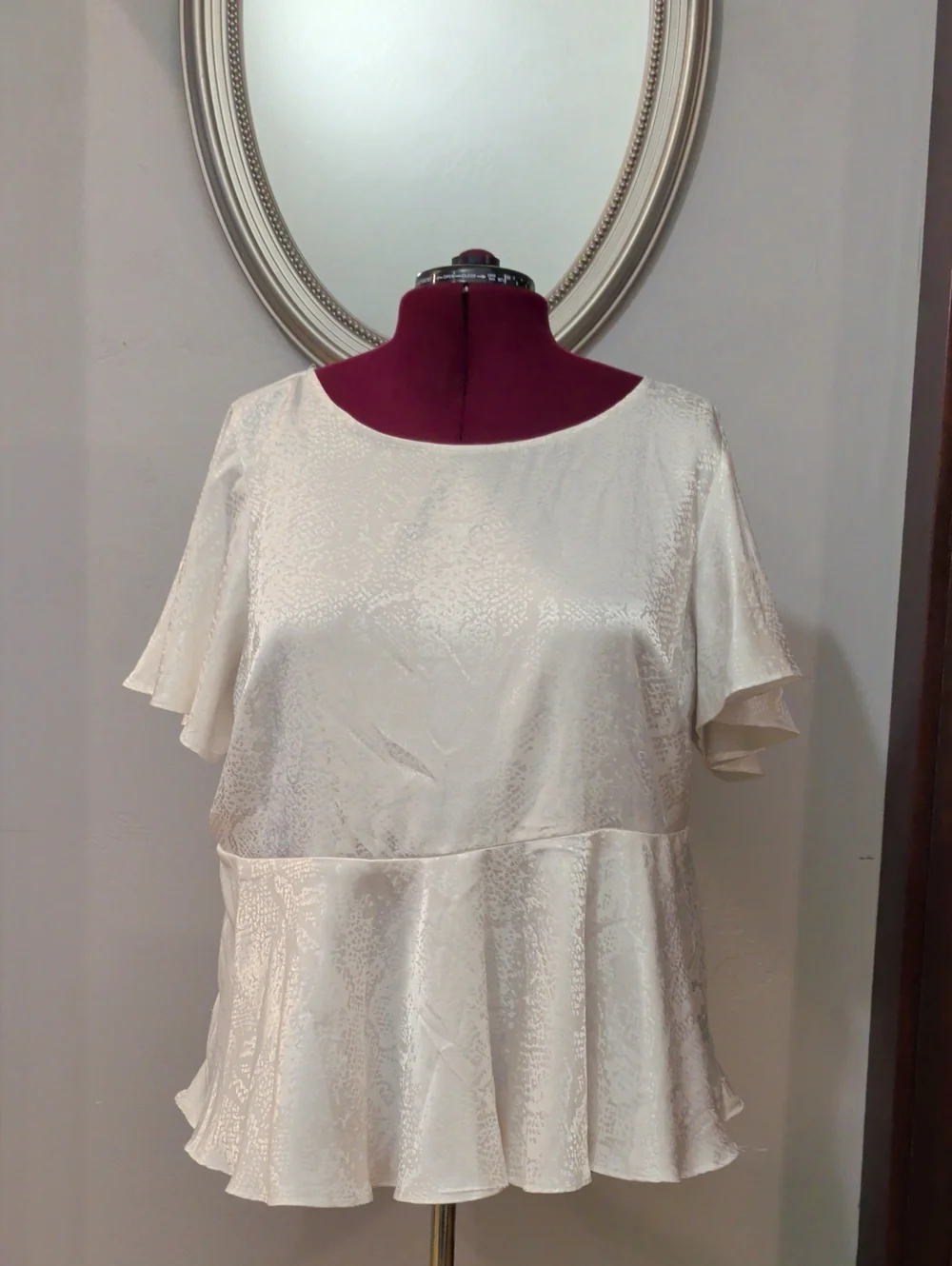 torrid Cream Satin Peplum Blouse